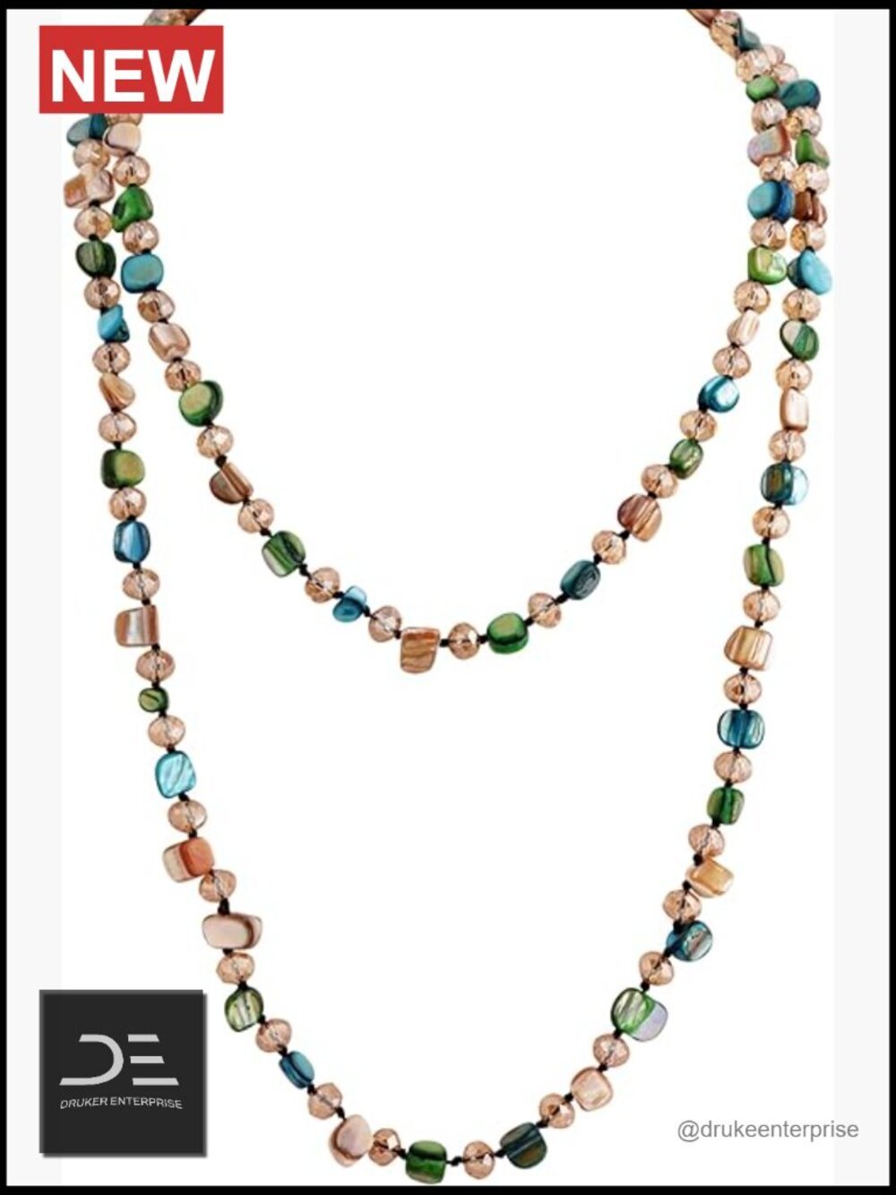 Long Beaded Strand Necklace Chunky Bohemian Vintage Costume Jewelry